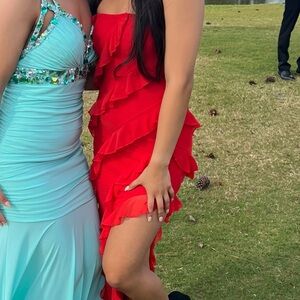 Red ruffled Oh Polly dress.